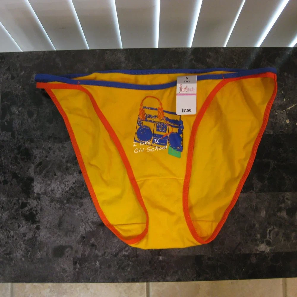 NWT Flirtitude yellow purple orange bikini panties 5 S small